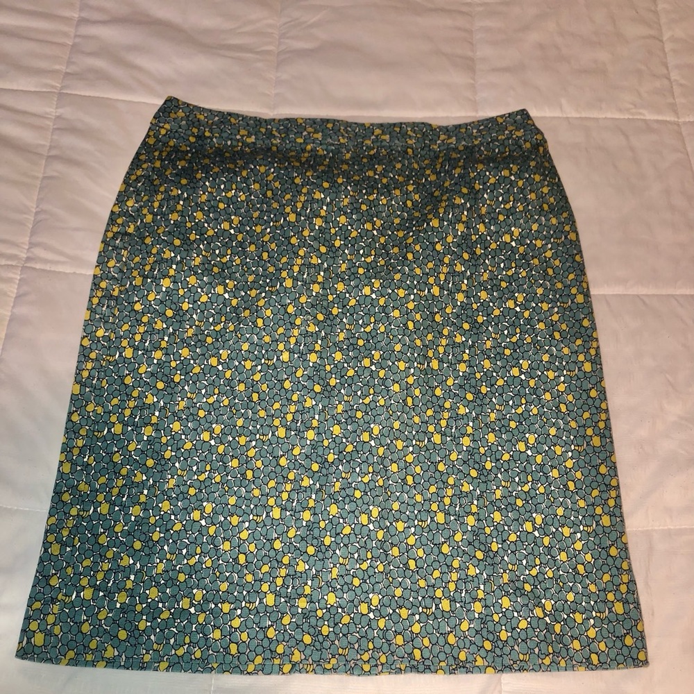 Talbots Pencil Skirt Knee Length Blue/Green Geometric/Floral Womens 8